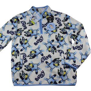 Bluey Bingo Fleece Pullover Top 1/4 Zip Disney Cartoon Youth Size S M L NWT